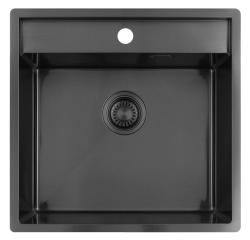 Pure.Sink Luxion Gun metal mosogató 51x50 cm Tapwing csaplyukkal PLX5150T-61
