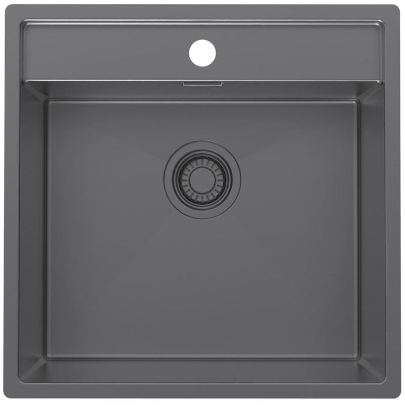 Pure.Sink Luxion Gun metal mosogató 51x50 cm Tapwing csaplyukkal PLX5150T-61