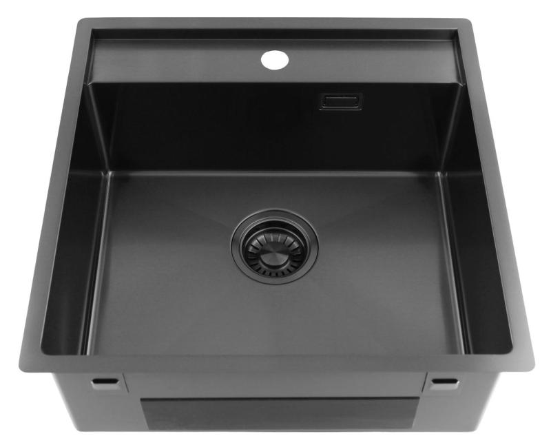 Pure.Sink Luxion Gun metal mosogató 51x50 cm Tapwing csaplyukkal PLX5150T-61