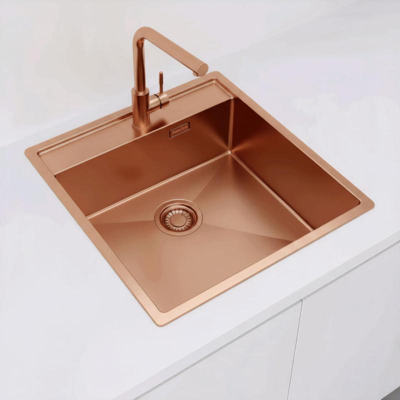 Pure.Sink Luxion Réz mosogató 51x50 cm Tapwing csapfúróval PLX5150T-62