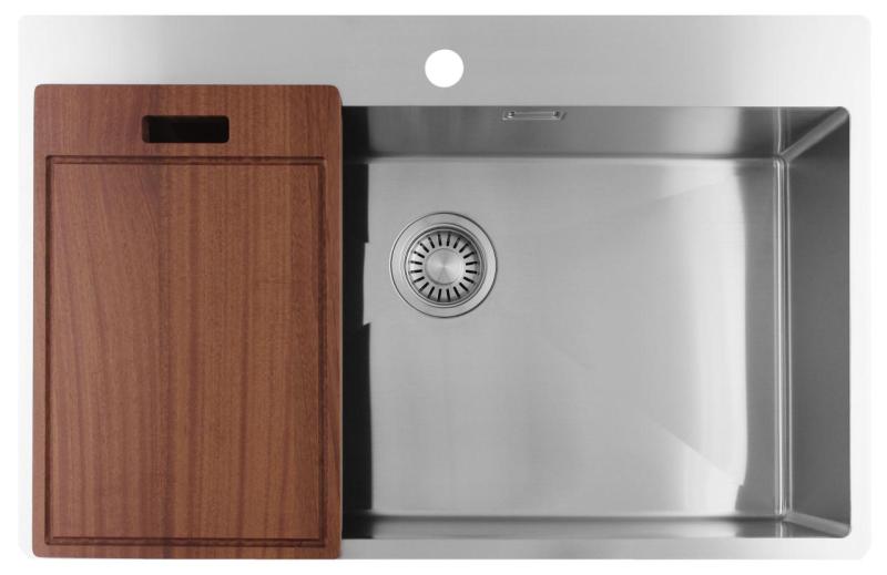 Pure.Sink Luxion Nagy rozsdamentes acél mosogató 78x50 cm Tapwing csaplyukkal PLX7850T-02