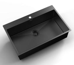 Pure.Sink Luxion PVD Nagy fekete mosogató 78x50 cm Tapwing csapfúróval PLX7850T-63