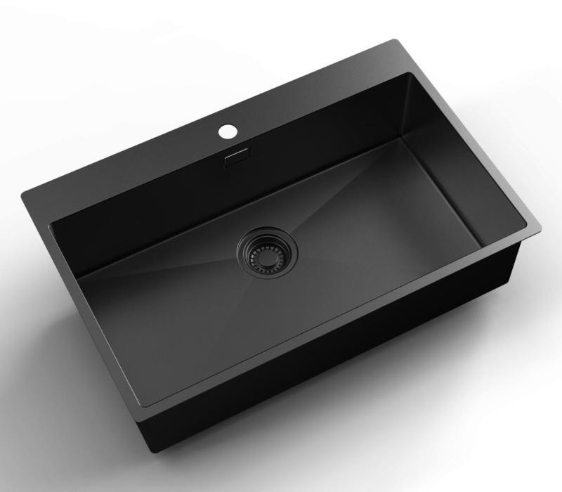 Pure.Sink Luxion PVD Nagy fekete mosogató 78x50 cm Tapwing csapfúróval PLX7850T-63