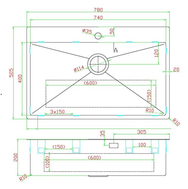 Pure.Sink Luxion PVD Nagy fekete mosogató 78x50 cm Tapwing csapfúróval PLX7850T-63