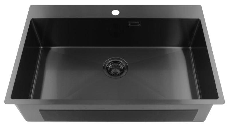 Pure.Sink Luxion Nagy Gun metal mosogató 78x50 cm Tapwing csaplyukkal PLX7850T-61