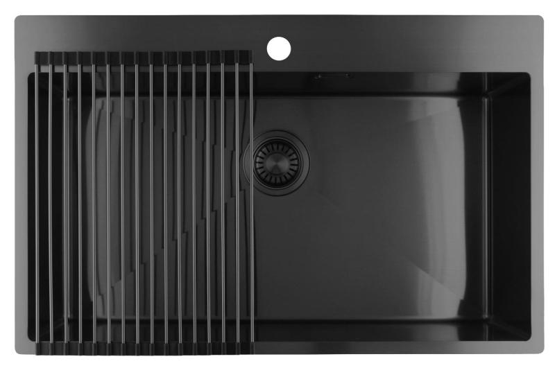 Pure.Sink Luxion Nagy Gun metal mosogató 78x50 cm Tapwing csaplyukkal PLX7850T-61