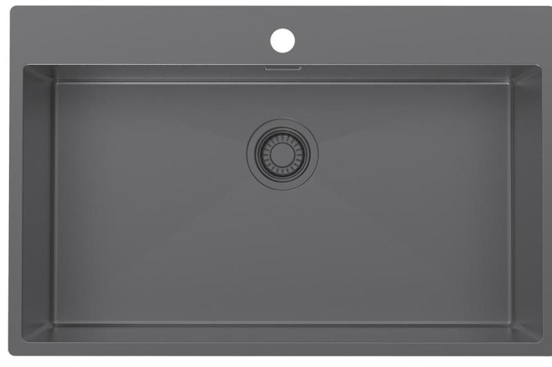 Pure.Sink Luxion Nagy Gun metal mosogató 78x50 cm Tapwing csaplyukkal PLX7850T-61