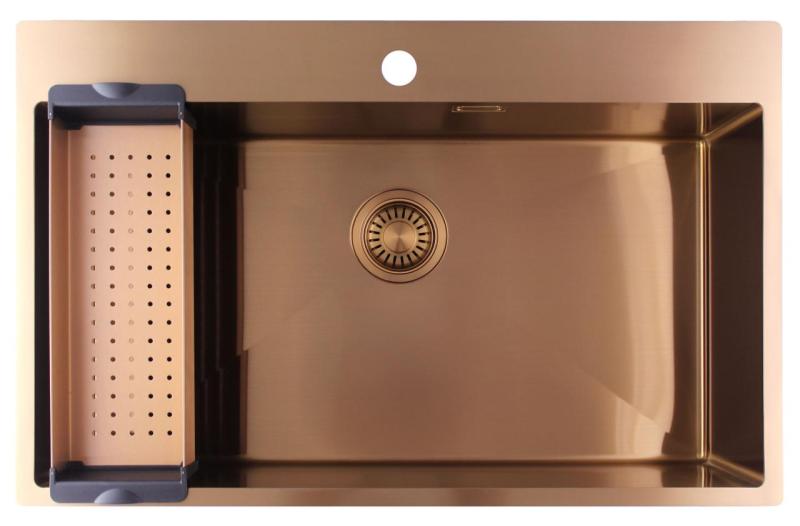 Pure.Sink Luxion Nagy réz mosogató 78x50 cm Tapwing csaplyukkal PLX7850T-62