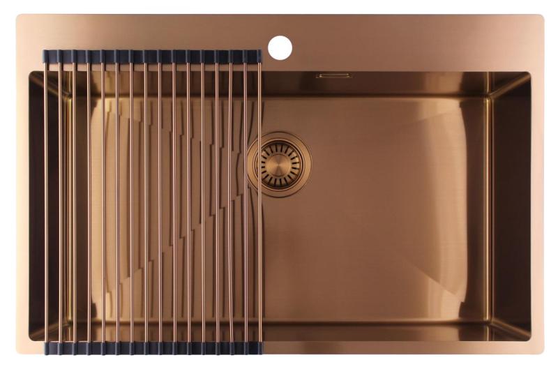 Pure.Sink Luxion Nagy réz mosogató 78x50 cm Tapwing csaplyukkal PLX7850T-62