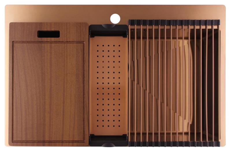 Pure.Sink Luxion Nagy réz mosogató 78x50 cm Tapwing csaplyukkal PLX7850T-62