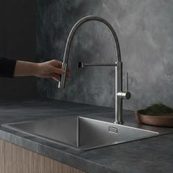 Pure.Sink Luxion Masszív rozsdamentes acél konyhai csaptelep profi, rugalmas kifolyóval és 2 sugárfajtával PLXFLEX-02