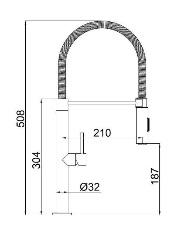 Pure.Sink Luxion masszív rozsdamentes acél konyhai csaptelep profi, rugalmas kifolyóval és 2 sugárfajtával PLXFLEX-02