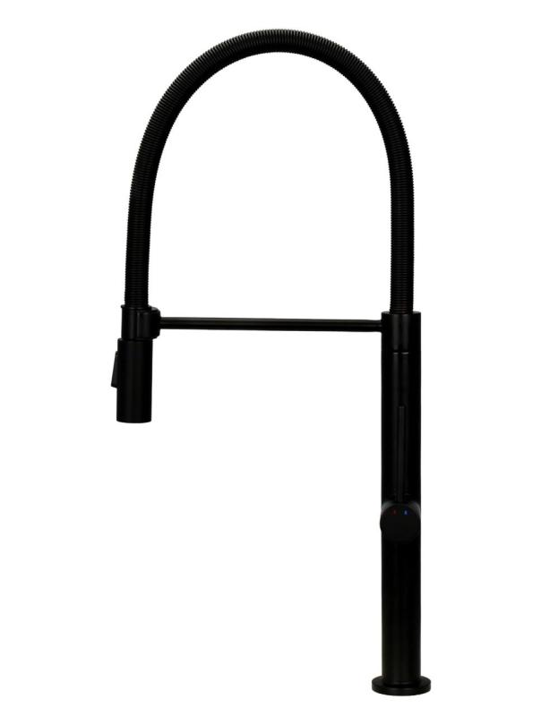 Pure.Sink Luxion Matt fekete profi konyhai csaptelep rugalmas kifolyóval és 2 sugárfajtával PLXFLEX-10