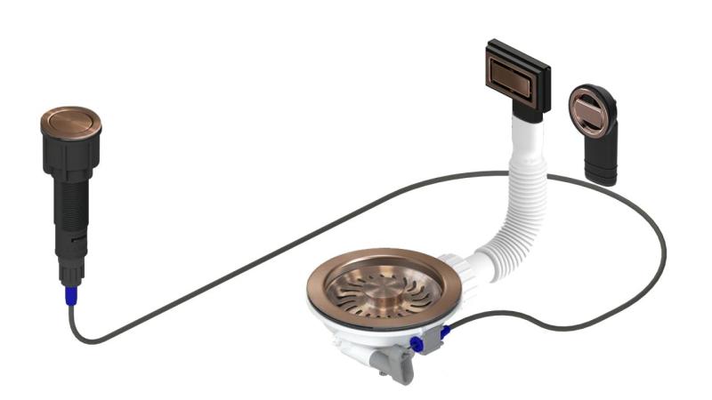 Granitemy Réz Lefolyó készlet, beleértve a nyomógombos hulladékot dugóval, plusz téglalap alakú és kerek túlfolyó 1208971744