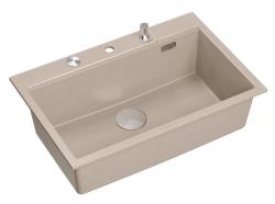 Quadri Hard Rock Beige gránit felépítésű nagy mosogató 76x50cm, rozsdamentes acél dugóval és tartozékokkal 1208971751