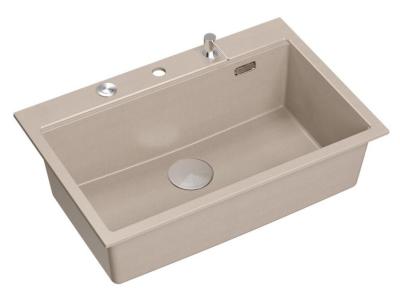 Quadri Hard Rock Beige gránit felépítésű nagy mosogató 76x50cm, rozsdamentes acél dugóval és tartozékokkal 1208971751