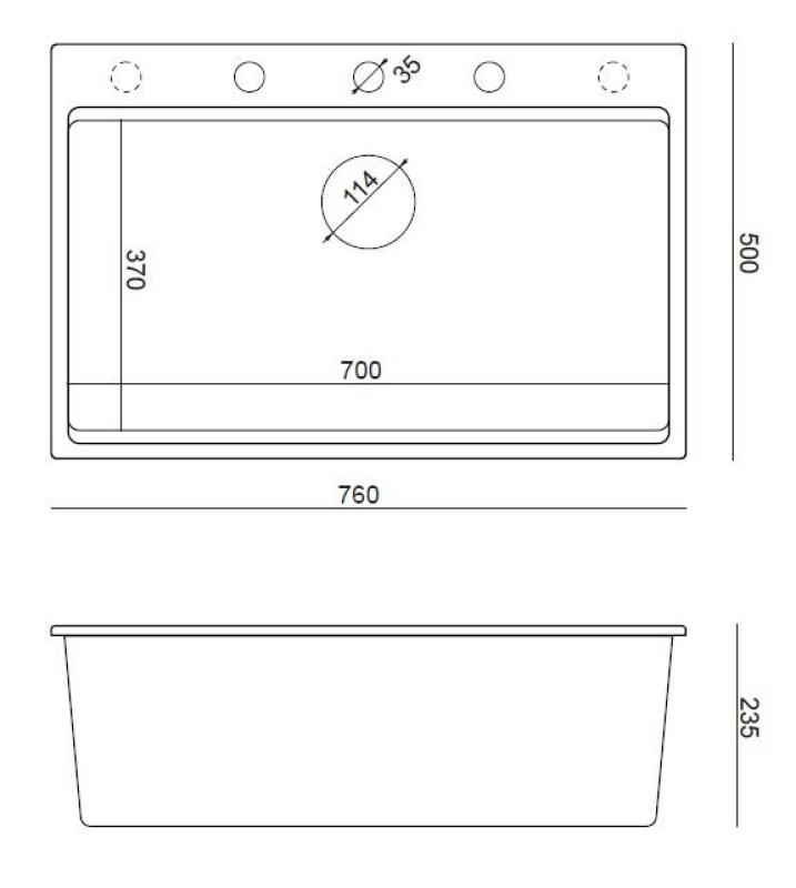 Quadri Hard Rock Beige gránit felépítésű nagy mosogató 76x50cm, rozsdamentes acél dugóval és tartozékokkal 1208971751