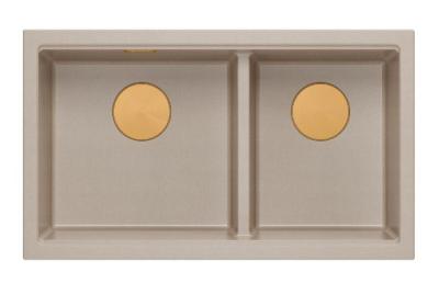 Quadri Newport II Dupla Beige Gránit Felépített Mosogató 76x45 cm Réz dugóval 1208971752