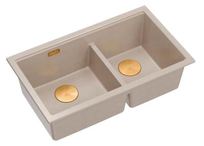 Quadri Newport II Dupla Beige Gránit Felépített Mosogató 76x45 cm Réz dugóval 1208971752