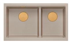 Quadri Newport II Dupla Bezs Gránit Aláépíthető Mosogató 702 x 390 mm Réz dugóval 1208971755