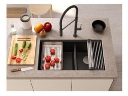 Quadri Newport II Dupla Bezs Gránit Aláépített Mosogató 702 x 390 mm RVS dugóval 1208971757