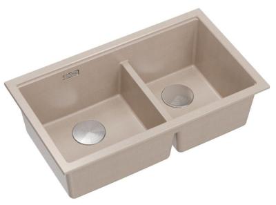 Quadri Newport II Dupla Bezs Gránit Aláépített Mosogató 702 x 390 mm RVS dugóval 1208971757