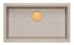 Quadri Newport II nagy és mély mosogató gránit felépítés és alépítés bézs színű mosogató 76x45cm réz dugóval 1208971758