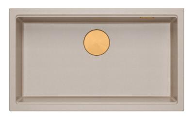 Quadri Newport II nagy és mély mosogató gránit felépítés és alépítés bézs színű mosogató 76x45cm réz dugóval 1208971758