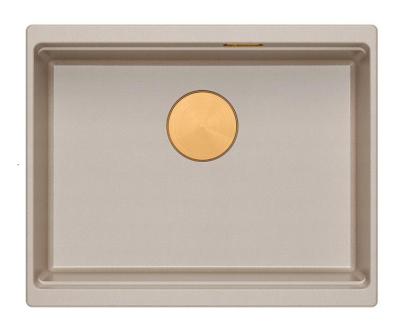 Quadri Newport II gránit aláépíthető bézs mosogató 560x450mm réz lefolyóval és lefolyó sapkával 1208971764