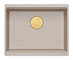 Quadri Newport II gránit aláépített bézs mosogató 560x450mm arany dugóval és lefolyótakaróval 1208971765