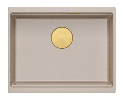 Quadri Newport II gránit aláépített bézs mosogató 560x450mm arany dugóval és lefolyótakaróval 1208971765