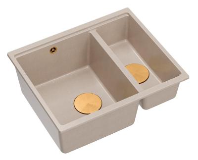 Quadri Newport II bézs 1,5 mosogató gránit felépítésű és aláépítésű mosogató 555x460mm réz dugóval 1208971767