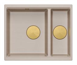 Quadri Newport II bézs 1,5 mosogató gránit felépítés és alépítés mosogató 555x460mm arany dugóval 1208971768