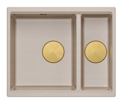 Quadri Newport II bézs 1,5 mosogató gránit felépítés és alépítés mosogató 555x460mm arany dugóval 1208971768
