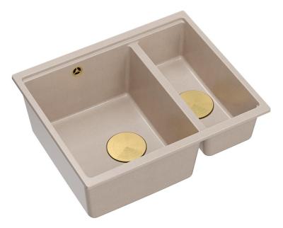 Quadri Newport II bézs 1,5 mosogató gránit felépítés és alépítés mosogató 555x460mm arany dugóval 1208971768