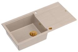 Quadri Luton bézs gránit felépítésű mosogató visszafordítható csepegtetővel 100x50cm bronz dugóval 1208971770