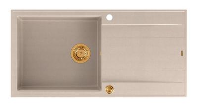 Quadri Luton pearl beige gránit felületre szerelhető mosogató csapópulttal, fordítható 100x50cm, réz dugóval 1208971770