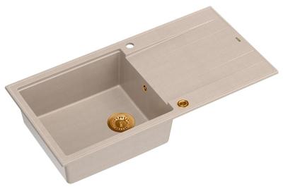 Quadri Luton pearl beige gránit felületre szerelhető mosogató csapópulttal, fordítható 100x50cm, réz dugóval 1208971770
