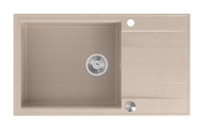 Quadri Luton pearl beige gránit nagy felépítésű mosogató vágódeszkával, fordítható 86x50cm rozsdamentes acél dugóval 1208971775