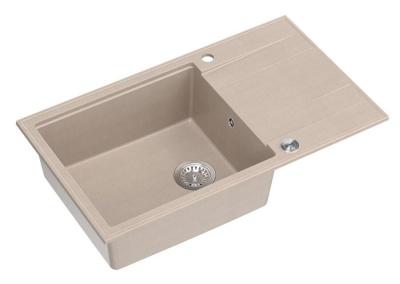 Quadri Luton pearl beige gránit nagy felépítésű mosogató vágódeszkával, fordítható 86x50cm rozsdamentes acél dugóval 1208971775