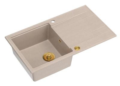 Quadri Luton pearl beige gránit felépítésű mosogató csapadékvíz-elvezetővel, fordítható 86x50cm arany dugóval 1208971778