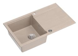 Quadri Luton bézs gránit felépítésű mosogató visszafordítható csepegtetővel 86x50cm-es rozsdamentes acél dugóval 1208971779