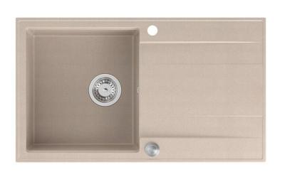 Quadri Luton pearl beige gránit felületi mosogató csapópulttal, fordítható 86x50cm, rozsdamentes acél dugóval 1208971779