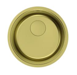 Pure.Sink Rondo Aranyszínű, kerek mosdó, síkba építhető, alulról rögzíthető és felülről rögzíthető, 37 cm, RD375-Gold