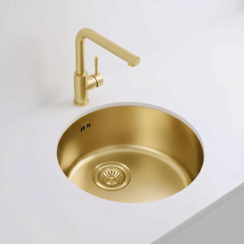 Pure.Sink Rondo Arany Kerek Mosogató lapba épített, alulról és felülről beépíthető 38 cm PRN38-60
