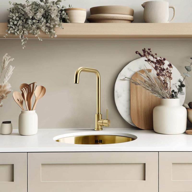 Pure.Sink Rondo Arany Kerek Mosogató lapba épített, alulról és felülről beépíthető 38 cm PRN38-60