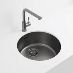 Pure.Sink Rondo Gun Metal kerek mosdó, síkba süllyesztett, alulról rögzített és felülről rögzített kivitelben, 37 cm, RD375-GunMetal