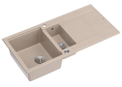 Quadri Luton pearl beige gránit felépítésű 1,5 medencés mosogató csepegtetővel, fordítható 100x50cm rozsdamentes acél dugóval 1208971794