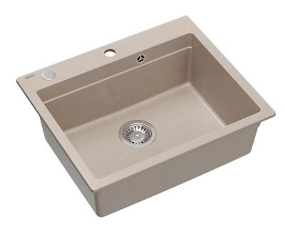 Quadri Durham Pearl Beige gránit felépítésű mosogató 595x500 szappanadagolóval, vágódeszkával, belső mosogatóval és hengerelt matricával 1208971814