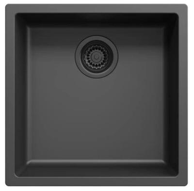 Ausmann Fibre fekete mosogató 40x40cm alulról épített, felülről épített és lapos építésű automatikus fekete dugóval 1208971851